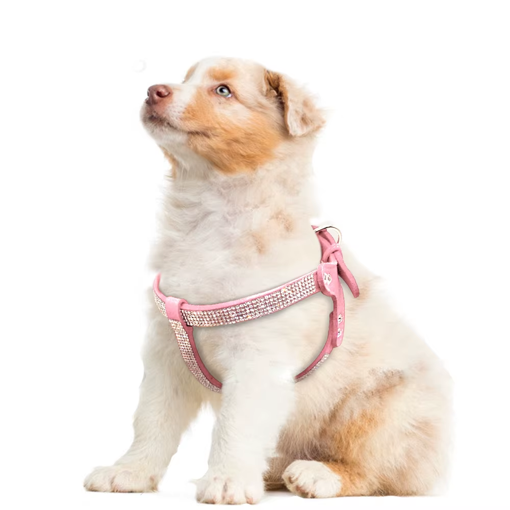 Rhinestone Puppy Harness – Suede Leather Bling Crystal Vest