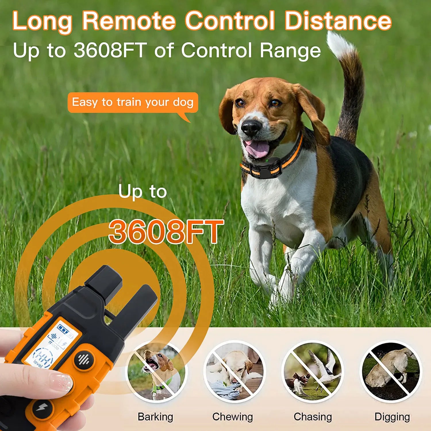Pawmudder Training 3300FT Waterproof Dog Training Collar with Remote (Rechargeable)