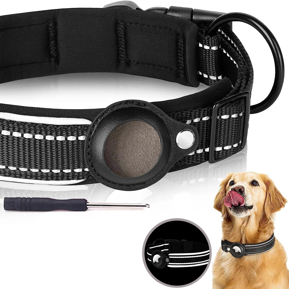 Pawmudder Collar Black / S AirTag Dog Collar