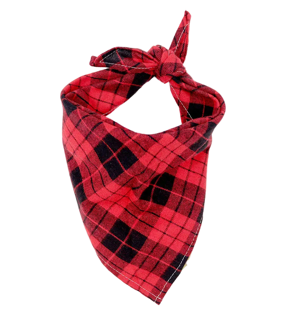 Pawmudder Bandanas Red / S Plaid Cotton Dog Bandana – Soft, Washable & Stylish Dog Scarf