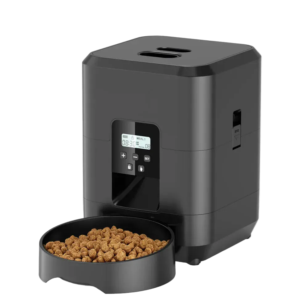 Pawmudder Dispensers Black Button Feeder Smart Automatic Dog Feeder – Timed Food Dispenser