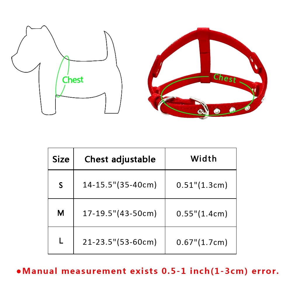 Rhinestone Puppy Harness – Suede Leather Bling Crystal Vest