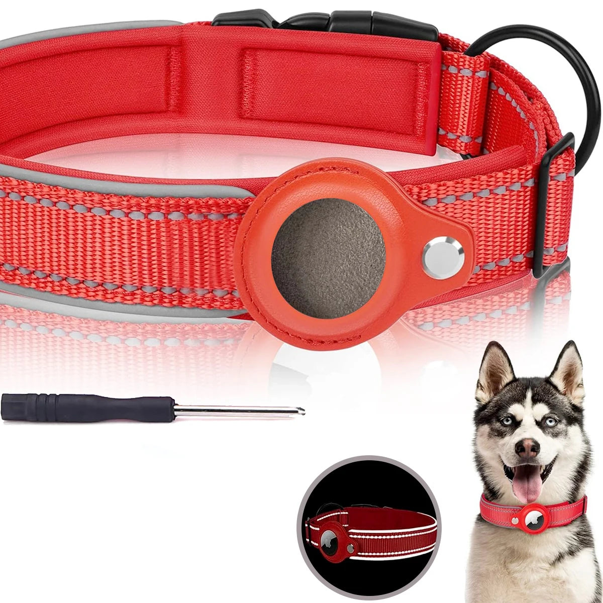 Pawmudder Collar Red / S AirTag Dog Collar