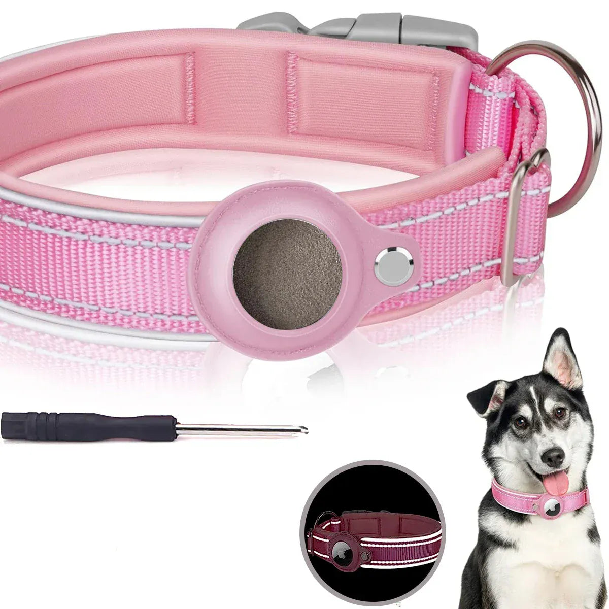 Pawmudder Collar Pink / S AirTag Dog Collar