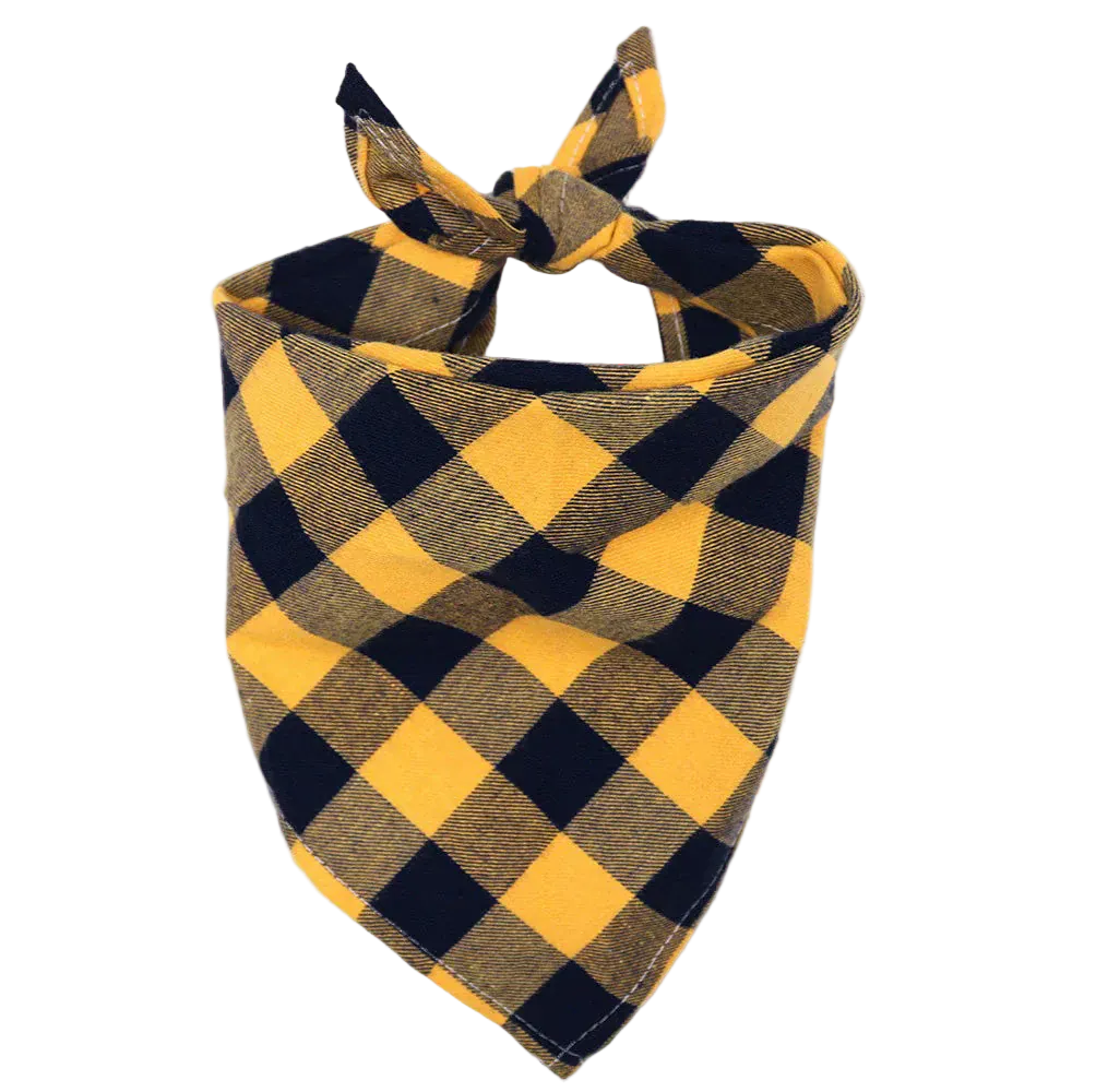 Pawmudder Bandanas Yellow / S Plaid Cotton Dog Bandana – Soft, Washable & Stylish Dog Scarf