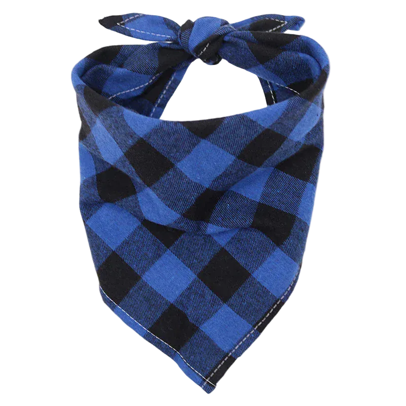 Pawmudder Bandanas Blue / S Plaid Cotton Dog Bandana – Soft, Washable & Stylish Dog Scarf