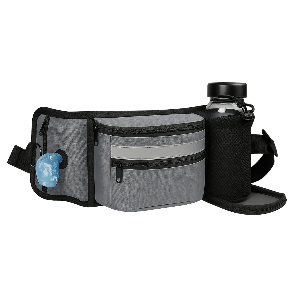 Pawmudder Pack & Pouches Gray Portable Dog Training Treat Pouch with Hidden Water Bottle Holder