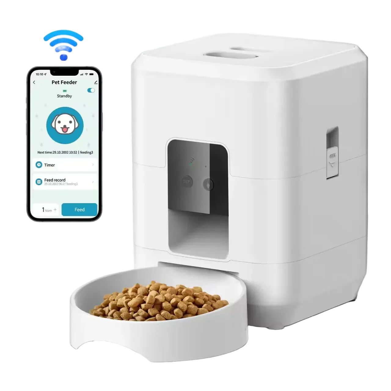 Pawmudder Dispensers White WIFI Feeder Smart Automatic Dog Feeder – Timed Food Dispenser