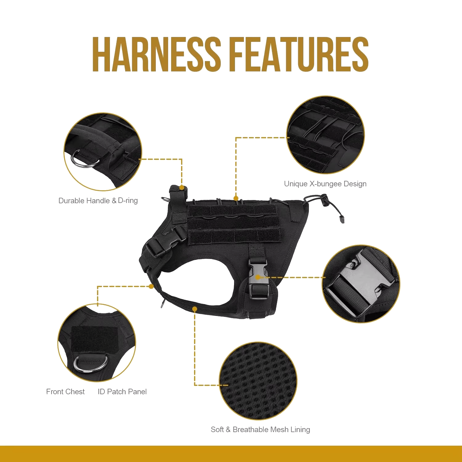 Pawmudder Harness Tactical No-Pull Dog Harness with Handle